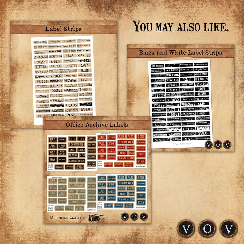 Vintage Foundry Label Strips: Printable Junk Journal Ephemera (A4 JPEG ...