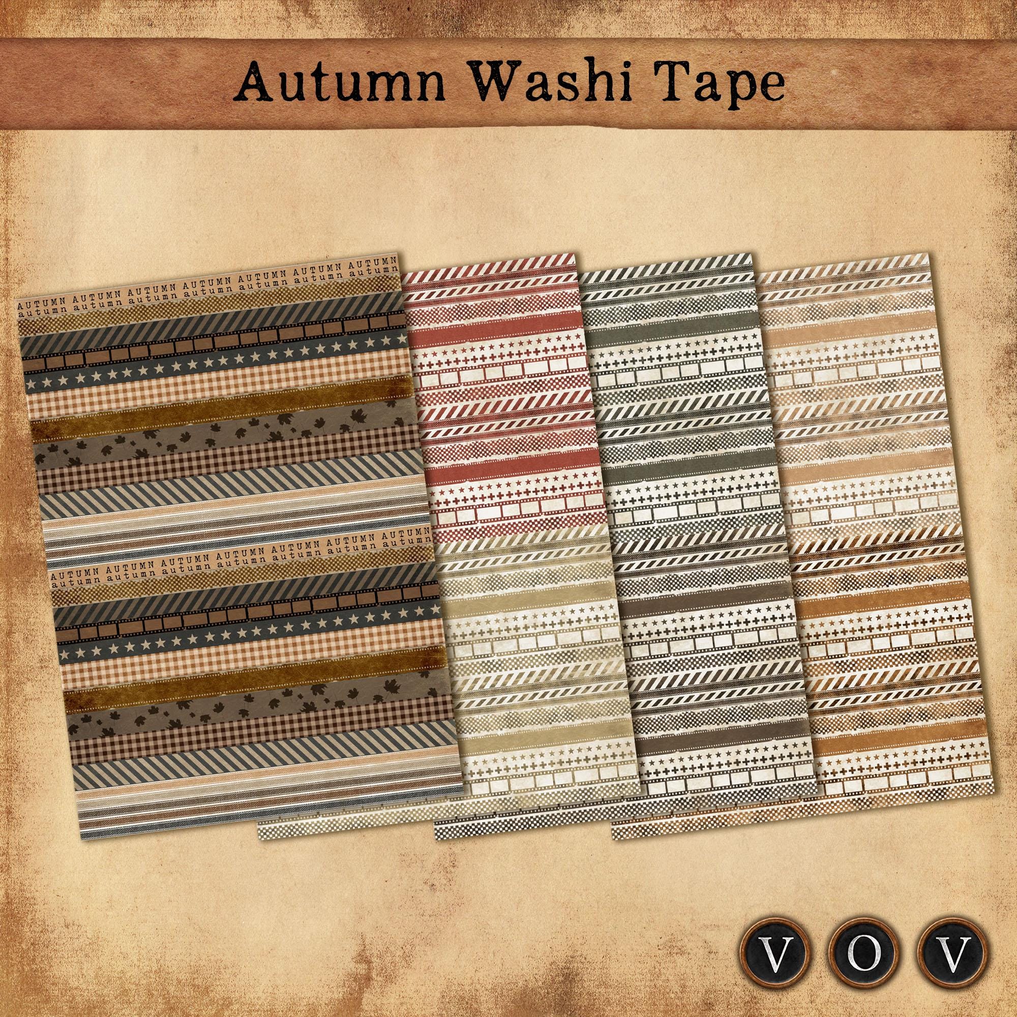 Autumn Washi Tape Strips | Vintage Fall Scrapbook Ephemera (printable ...