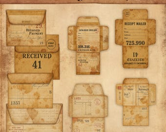 Vintage Mini Catalogue Envelopes: Junk Journal Ephemera (A4 JPEGs)