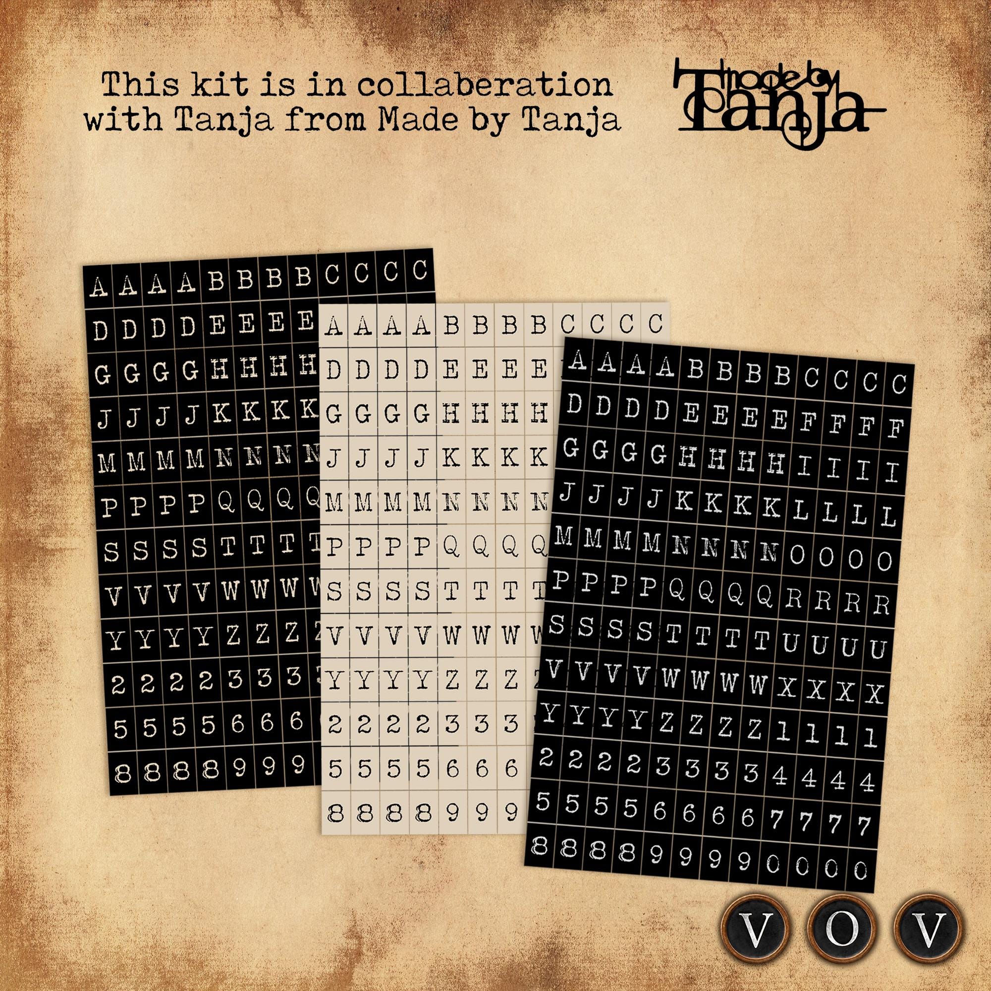 Vintage Alphanumeric Label Stickers A–Z 0–9 Symbols Printable Cutting ...