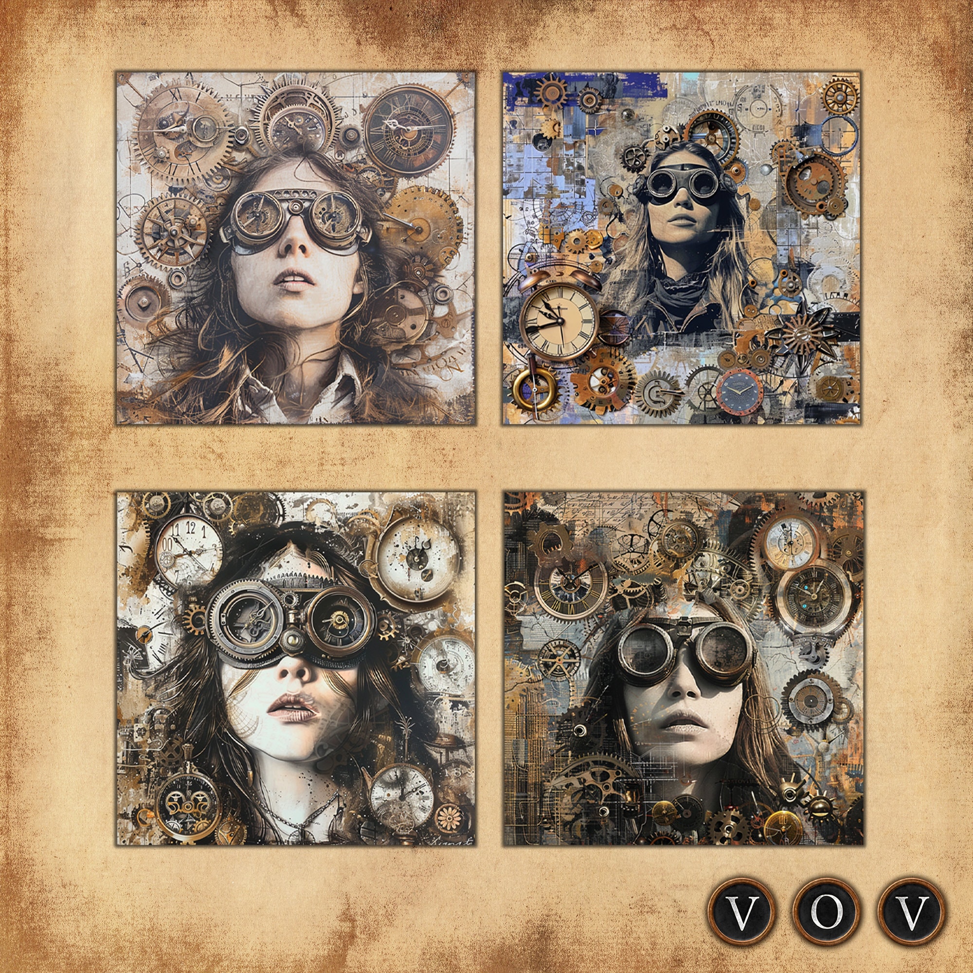 Geared Goddesses Journal Cards, Steampunk, Vintage Cards 2.69x2.65 ...