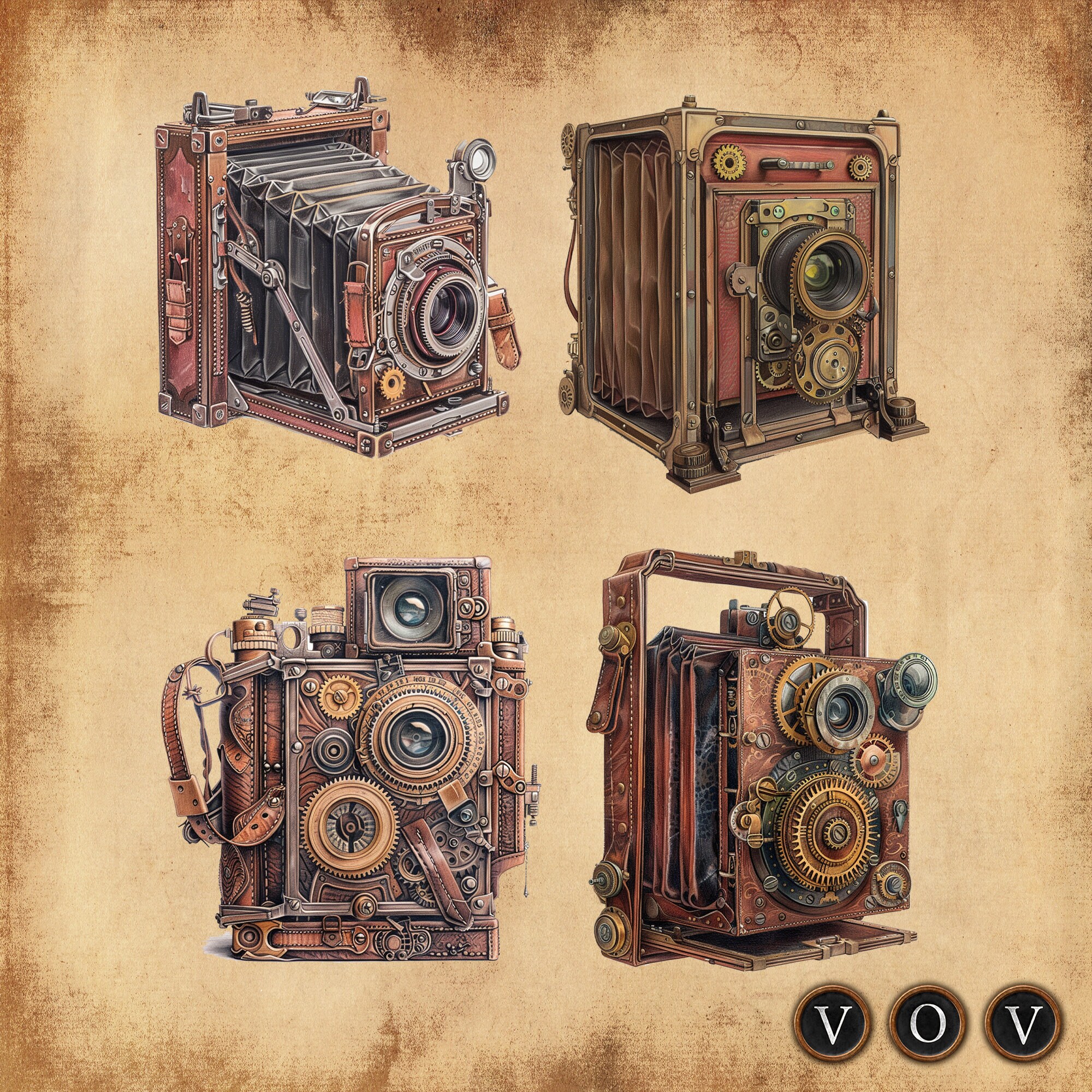 Vintage Cameras, Fussy Cut, Steampunk, Camera Illustrations, Retro ...