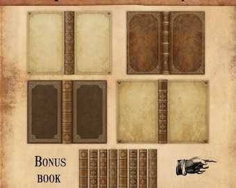 Antique Book Covers & Spines: Printable Junk Journal Kit (JPEG A4)