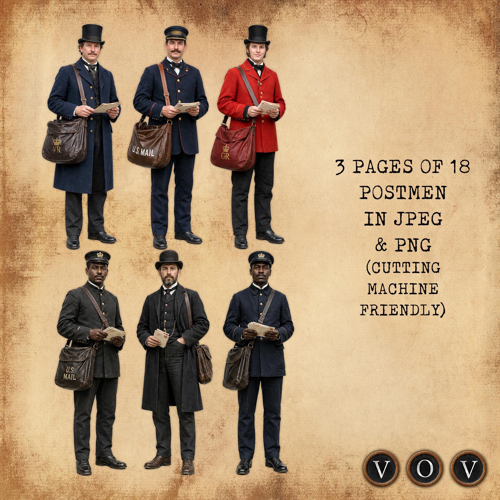 Paperfolk Portraits: Postmen - Printable Vintage Paper Dolls Ephemera ...