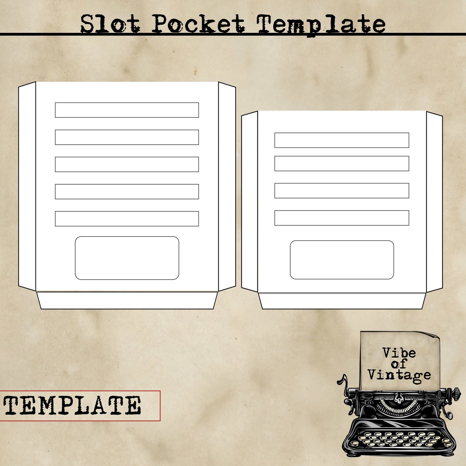 Printable Slot Pocket Template for Junk Journals. Set of 2 Etsy UK