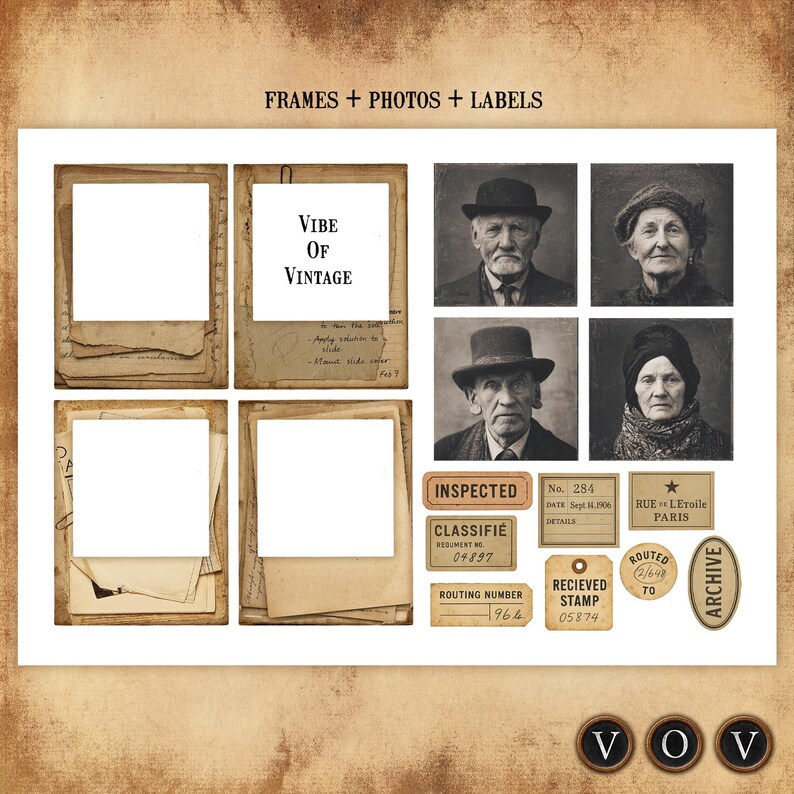 Vintage Frame Kit: Printable Junk Journal Ephemera (PDF & JPEG A4 Size ...