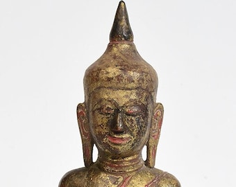 19th Century, Antique Thai Wooden Seated Buddha