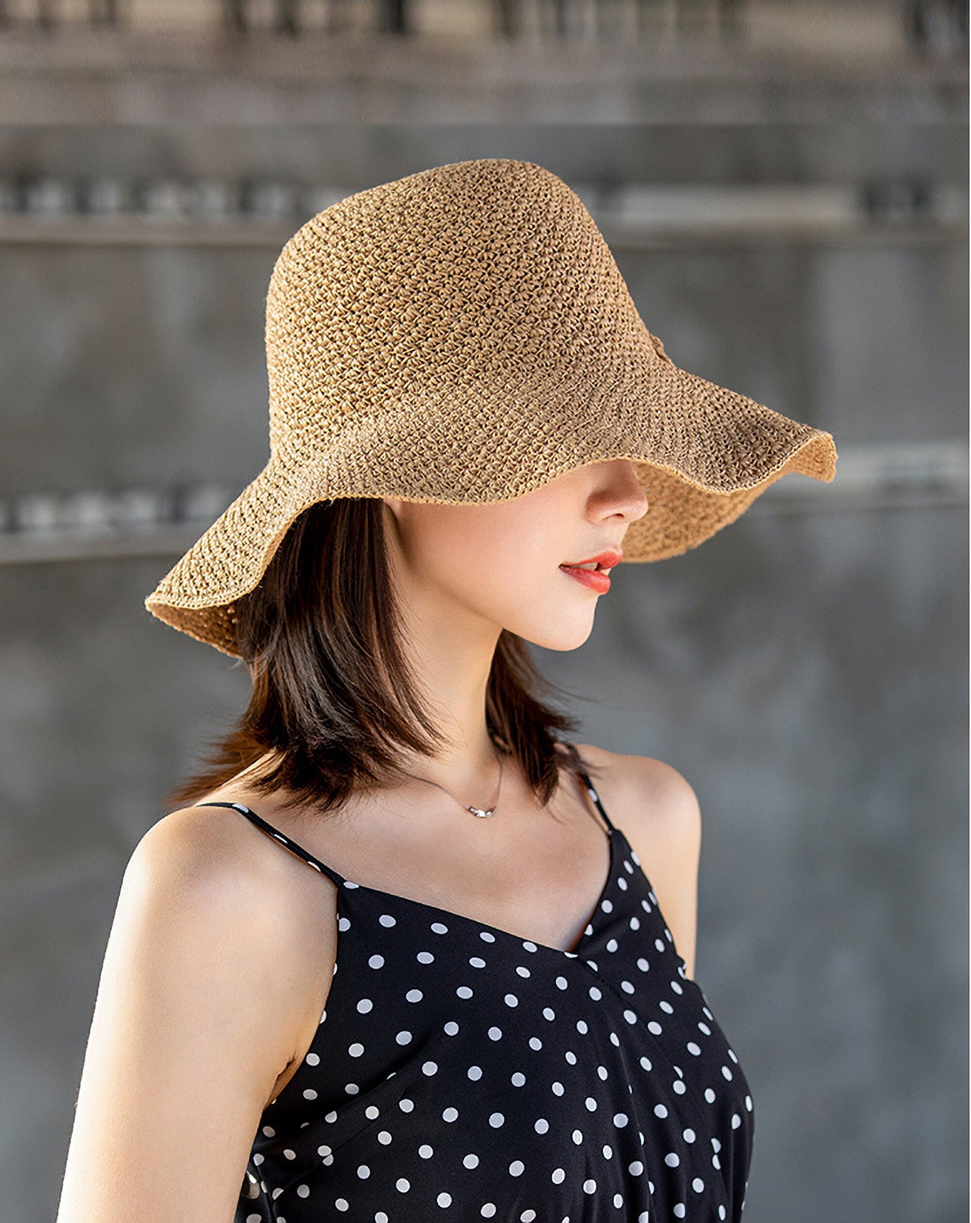 Straw wide brim sun hat ladies beach hat | Etsy