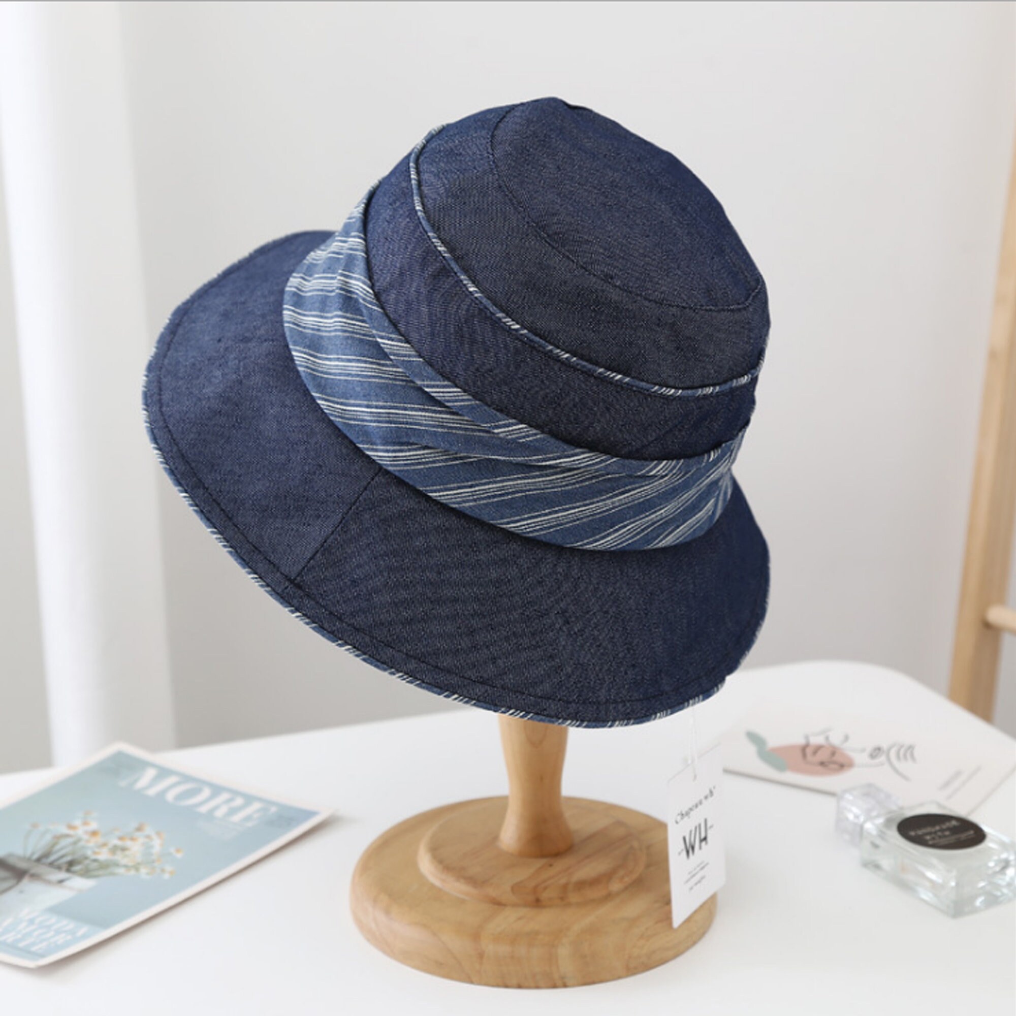 WIDE BRIM cotton Bucket Hats Sun Hats | Etsy