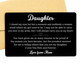 Daughter Gift Personalised Engraved Wallet Card: I Closed My Eyes. Sentimental Keepsake Gift for Daughter, Wedding Day, Graduation, Birthday