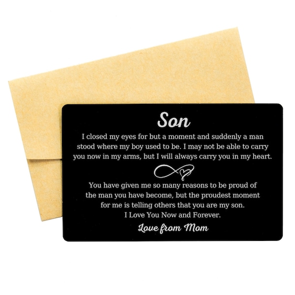 Son Gift Personalized Engraved Wallet Card for Son: I Closed My Eyes. Gift for Son, Wedding Day, Graduation, Birthday, Wedding card for son