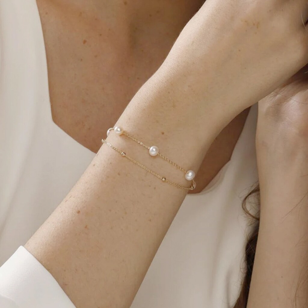 Amosking Bracciale Con Perle Per Bambina 6 Anni: Regalo Di Compleanno In Pietra Rosa Naturale Con Scatola E Messaggio
