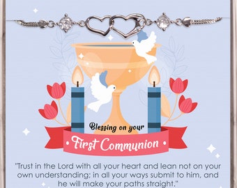 First Holy Communion Gift. Baptism Gifts. First Communion Bracelet for Girls. 1st Confirmation Gift for Daughter, Niece, Granddaughter.