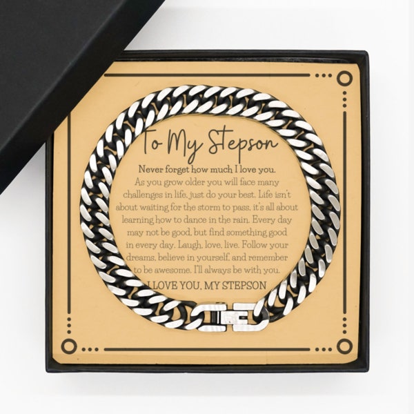 Stepson gift. To My Stepson From Stepmom, Just Do Your Best. Cuban Link Bracelet. Stepson Birthday Gift For Him. Stepson Graduation gifts.