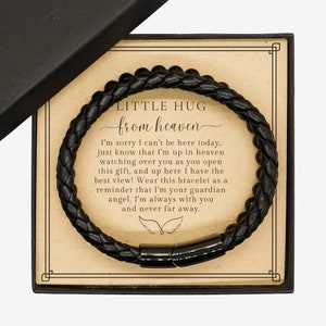 Un pequeño abrazo del cielo. Pulsera de cuero con cuentas. Un regalo del cielo, un recuerdo de duelo, un regalo de condolencias.