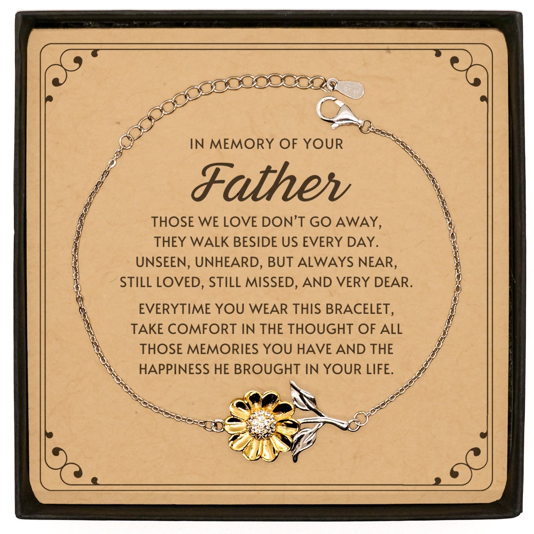 In Memory of Father, Those We Love Don't Go Away. Sunflower Bracelet ...