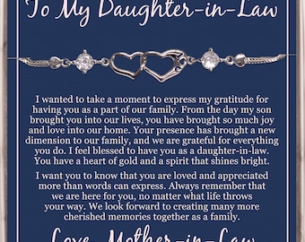 Daughter in Law Gift. To My Daughter-in-Law Silver Bracelet. Gifts from Mother-in-Law. Bonus Daughter gift. Birthday, Christmas Wedding Day.