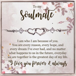 Gift for Wife, Girlfriend Bracelet. My Soulmate, I am who I am because of you. Girlfriend gift for Anniversary Christmas Valentines day.