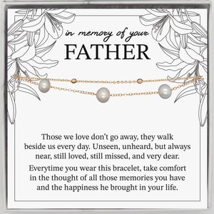 Loss of Father gift. Sympathy gift for loss of Father. Keepsake Grief Pearl Bracelet. Dad Remembrance bracelet. Father Memorial Gift.