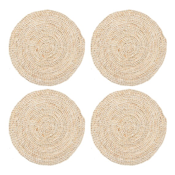 15inch 4PCS Natural Corn Husk Placemat Round Braided Handmade Etsy