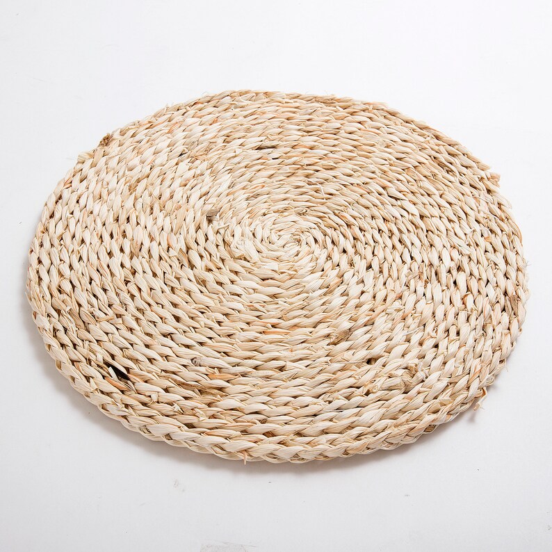 15inch 4PCS Natural Corn Husk Placemat Round Braided Handmade Etsy