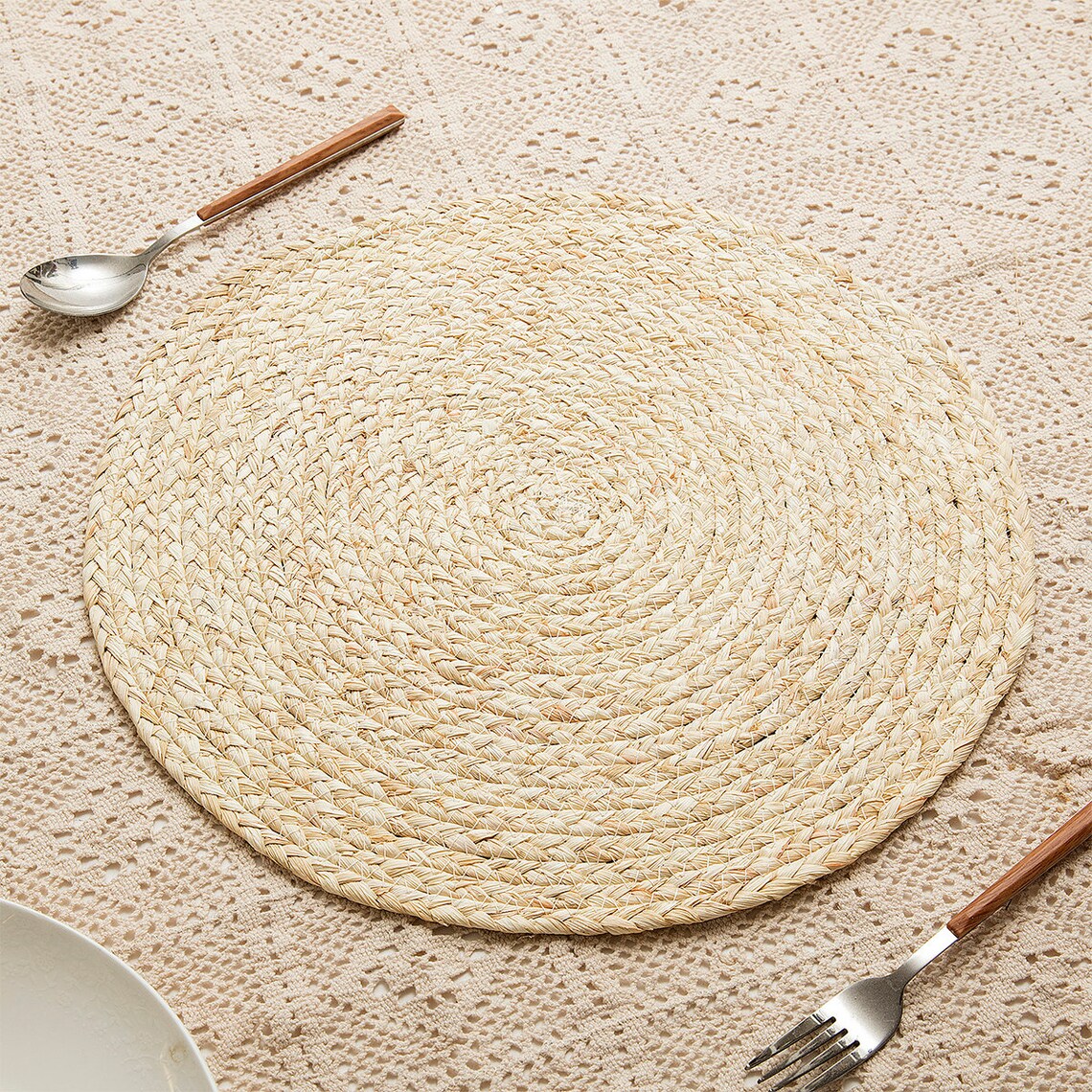 15inch 4PCS Natural Corn Husk Placemat Round Braided Handmade Etsy