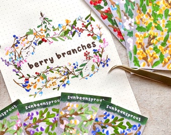 Berry Branches Sticker Sheet | Kawaii Journaling Sticker sheet for Deco, Journaling and Bullet Journaling