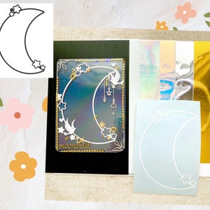 Naklejka na ramkę z księżycem i gwiazdami w kształcie półksiężyca | Polaroid Bullet Journal, Polco Deco, Naklejka na gwiazdę i księżyc, Bujo Korean Diary, Ramka ładowana od góry