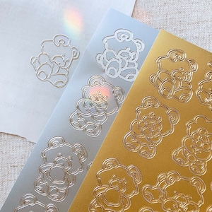 Süßer Teddybär Sticker Sheet | Metallic | Koreanische Sticker, Deco, Polco, Journaling, Planer Sticker, Bullet Journal, Craft | Deko Sticker