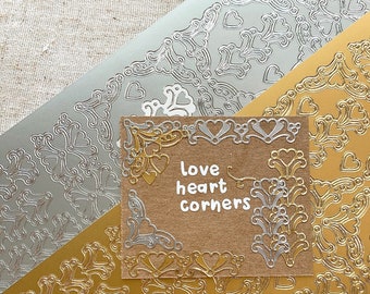 Love Heart Corners and Frames Sticker Sheet | Deco Polco, Journaling, Planner Stickers, Bullet Journal, Craft | Deco Sticker