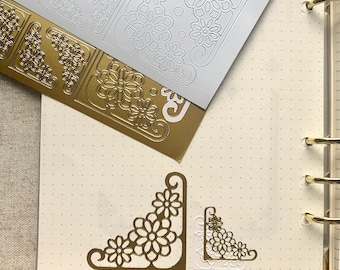 Floral Medallion Corner Deco Sticker Sheet | Polco Korean Sticker Cute Bujo | Bullet Journal, Polco Deco, Cute Toploader, Korean Stickers