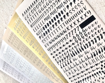 Script Alphabet Viviane Font Sticker Sheet | Decoration, Polco, Journaling, Planner Stickers, Toploader, Korean Stickers, Deco
