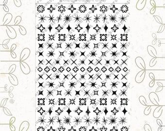 Mini Sparkle Stars und Twinkles Deko-Stickerbogen | Holographischer Polco koreanischer Aufkleber niedliches Bujo Toploader Journal