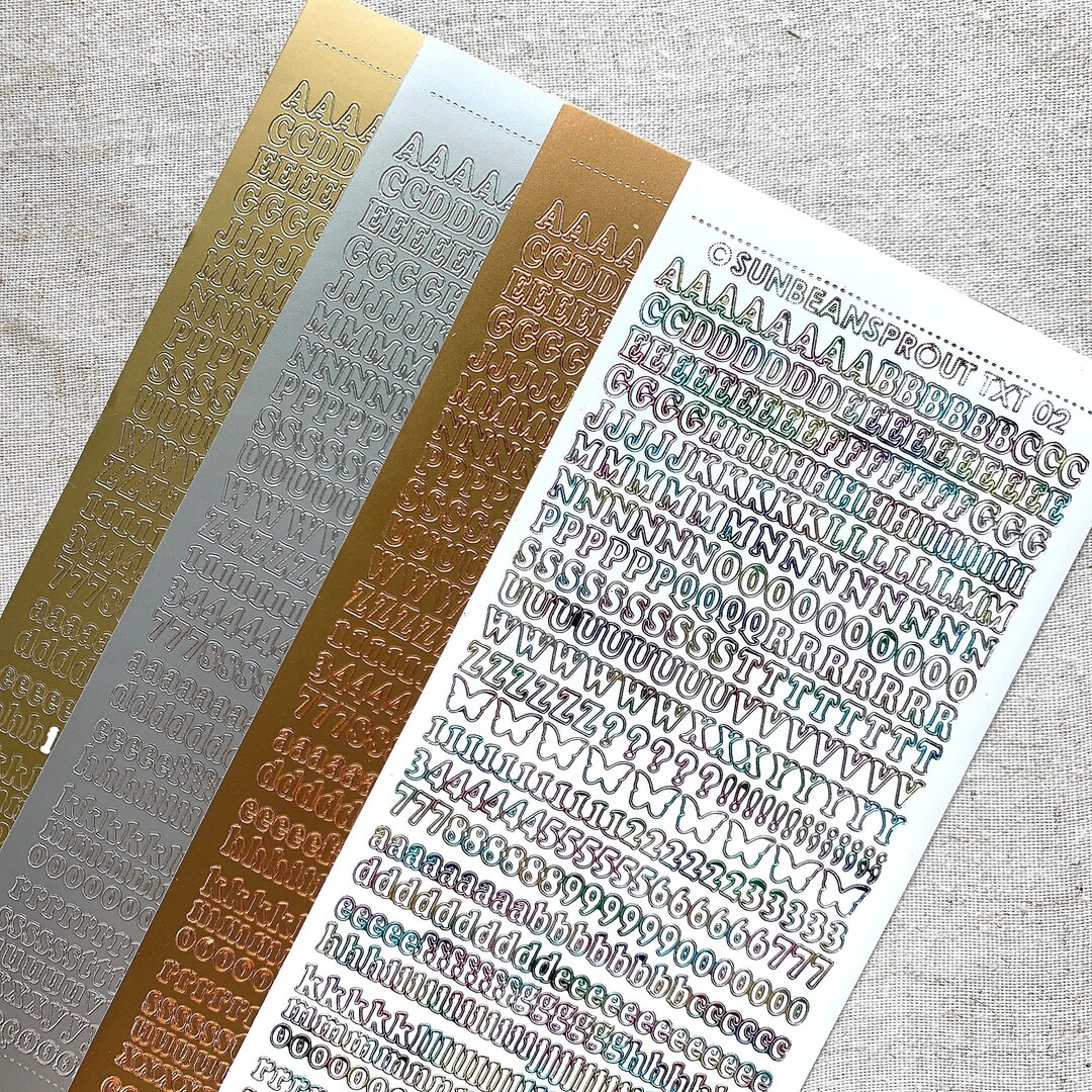 Classic 6mm Alphabet Letter Sticker Sheet: Metallics | Korean Stickers ...