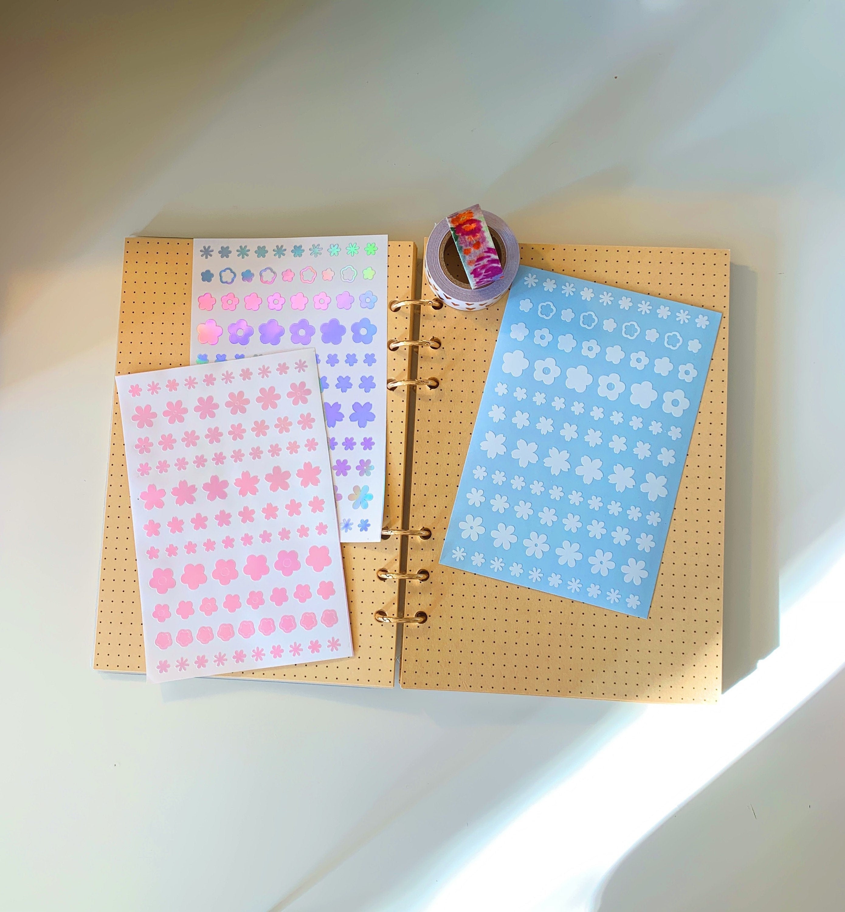Flower Sticker Sheet Holographic | Sakura Blossom Bullet Journal, Pol…