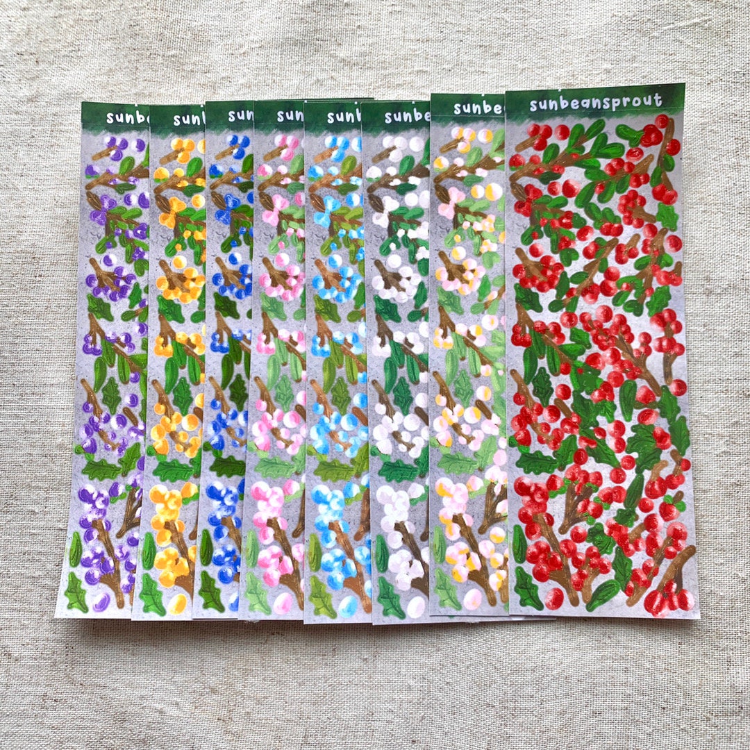 Sticker Try Branch Support Berry Branches Sticker Sheet Kawaii Journaling Sticker Sheet - Etsy