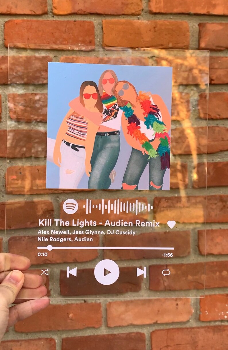 Custom Illustrated 8x10 Spotify Sign Glass Acrylic Song