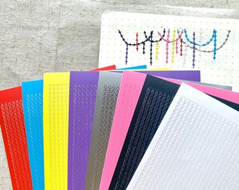 Hoja de pegatinas con hebras de cuentas de diamantes / Deco Polco, pegatinas para diario, pegatinas para planificador, Bullet Journal, pegatinas coreanas para manualidades, Toploader, lindas