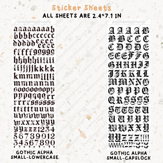 6 feuilles petites 0,12 pouces alphabet nombre autocollants