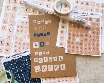 Scrabble Tile Wood Letter Sticker Sheet | Alphabet Polco Deco Korean Toploader Sticker Bujo Journal