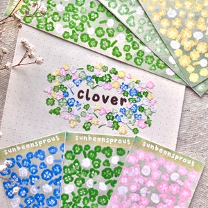 Clover (Trifolium) Floral Seal Sticker Sheet | Kpop and Deco Sticker for Toploader with Korean Seal Sticker for Cute Journaling and Paper