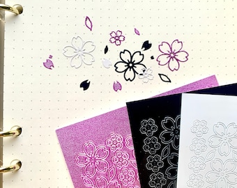 Sakura Cherry Blossom Flower Sticker Sheet / Decoración, Polco, Bullet Journaling, Planner, Resina, Journal / JJ sticker