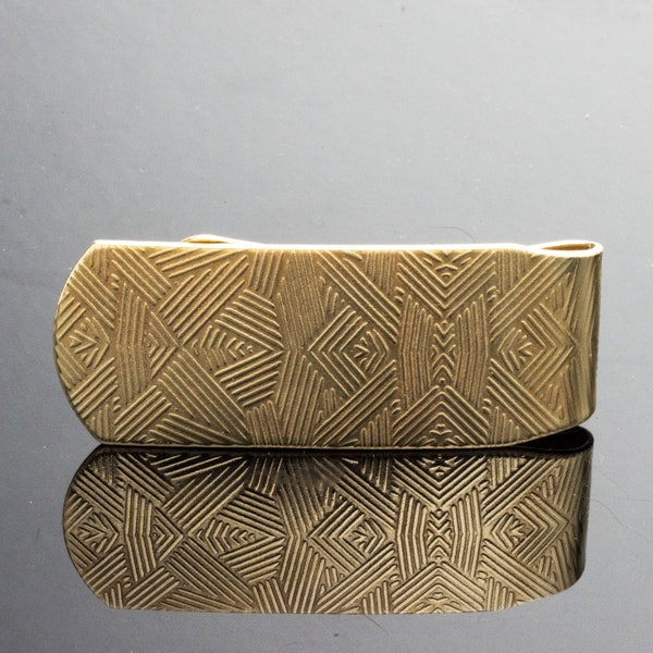 Angled Lines Brass Money Clip