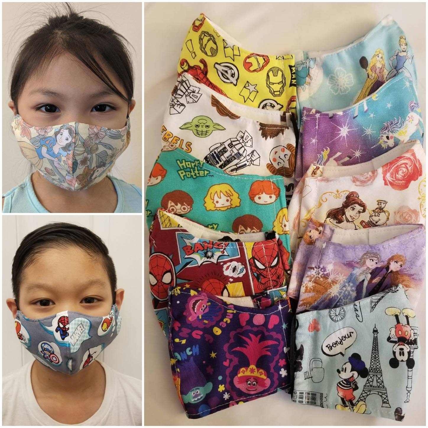 Kids Face Mask with pocket for filter and nose wire.  Elastics or adj…