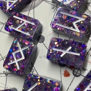 Opalite Rune Stone Set Purple Runestones 