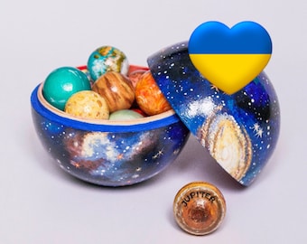 school project solar system Solar system with planets model Space nursery Baby boy gift Montessori toys Nesting Dolls Wooden rocket and astronaut Astronomy gift