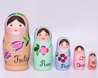 Muñecas rusas tradicionales para niños Muñecas rusas Juguete de madera hecho a mano Matryoshka Juguete ucraniano Muñeca personalizada Muñecas apilables Muñecas rusas