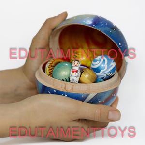 Solar System & Planets Activity Toy, Montessori Universe Model, Learning About Space, Play and Learn, handmade wood space game Black Friday