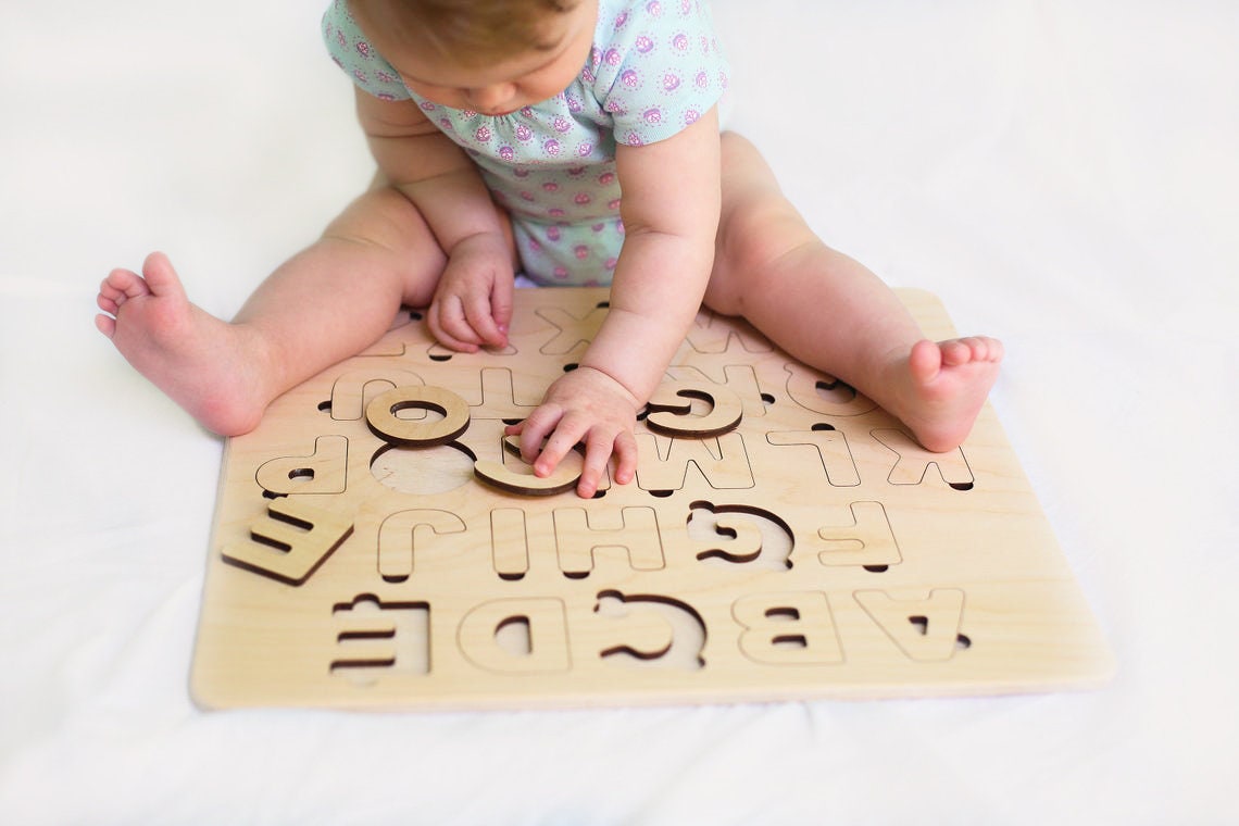 Wood ABC Puzzle Montessori Alphabet Puzzle Wood Letters | Etsy