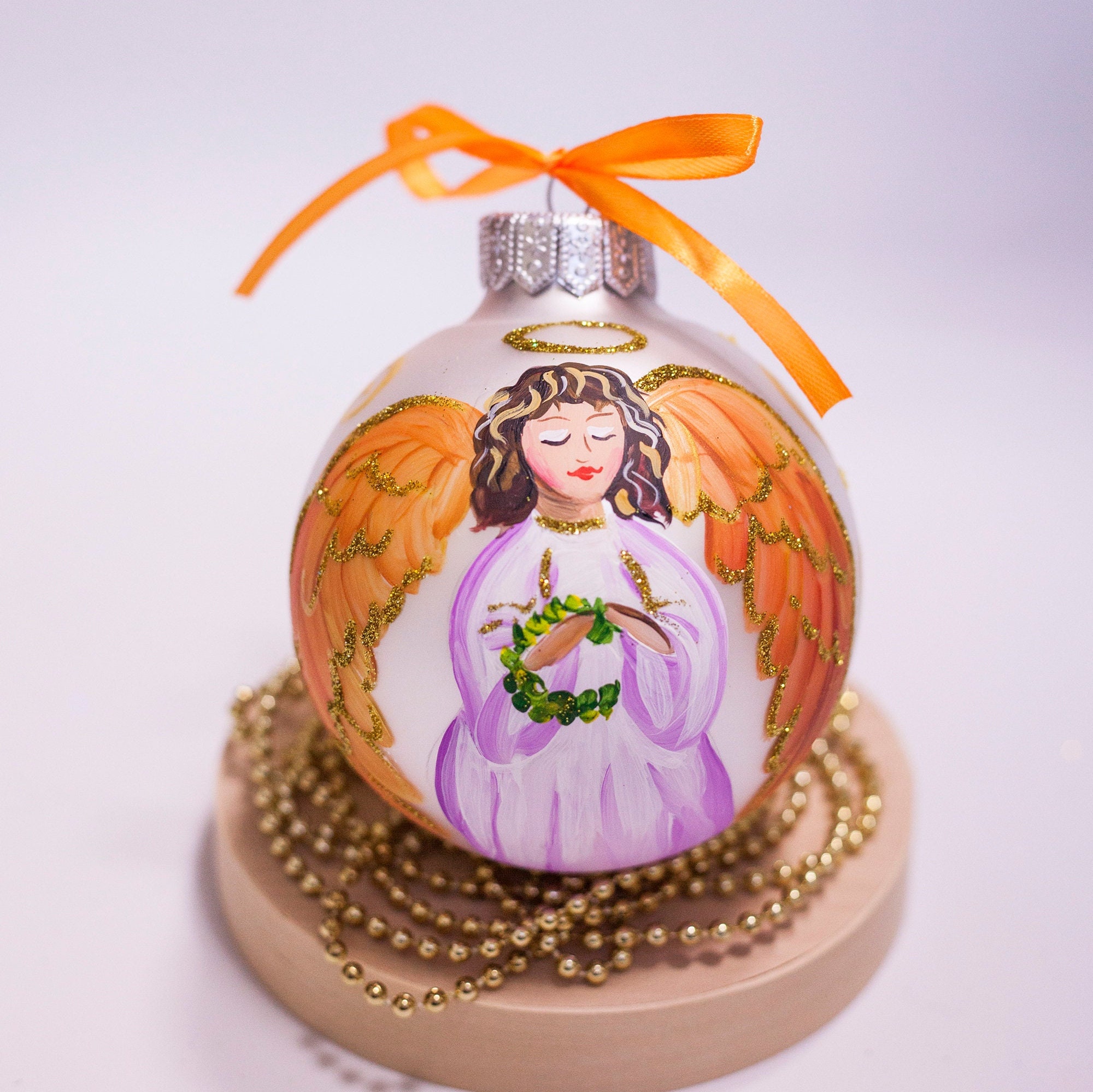 First Christmas Hand Painted Glass Ornament, Angel Bauble Personalise ...